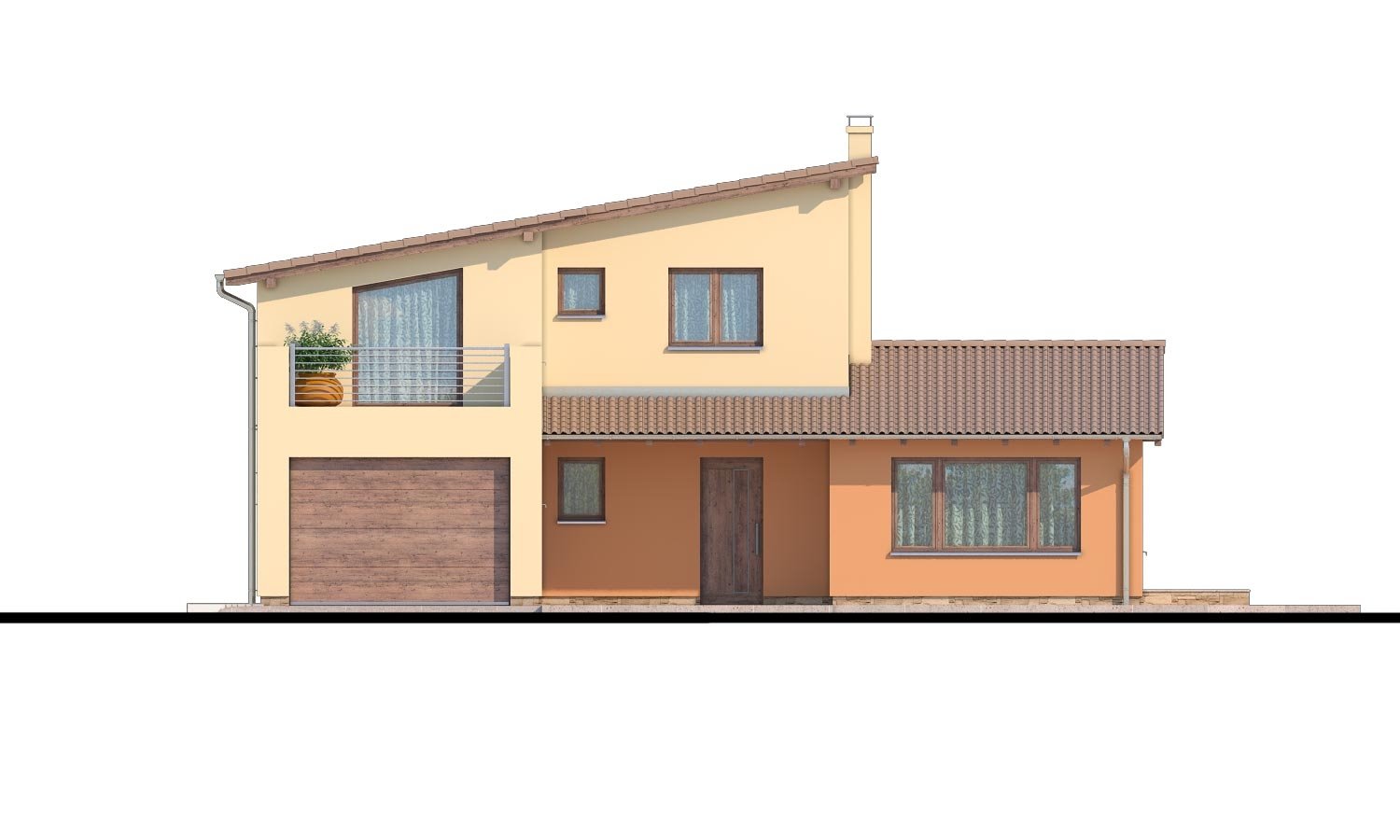 priestranný projekt rodinného domu s garážou a terasou